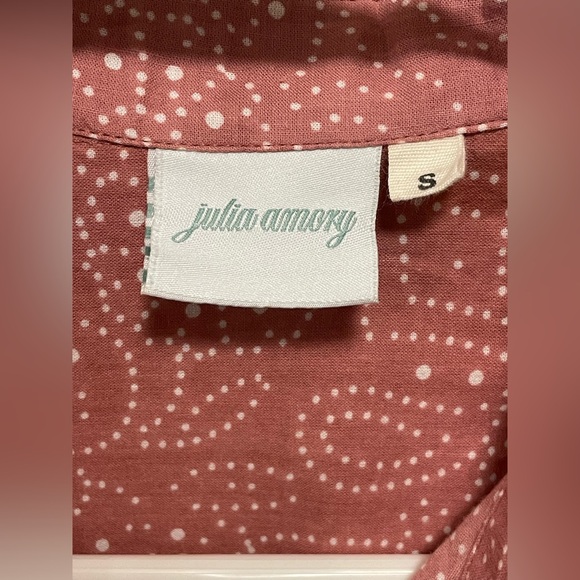 Julia Amory 
100% Cotton Pink Printed Collared Button Down Shirt Swizzle Dress - Picture 3 of 4